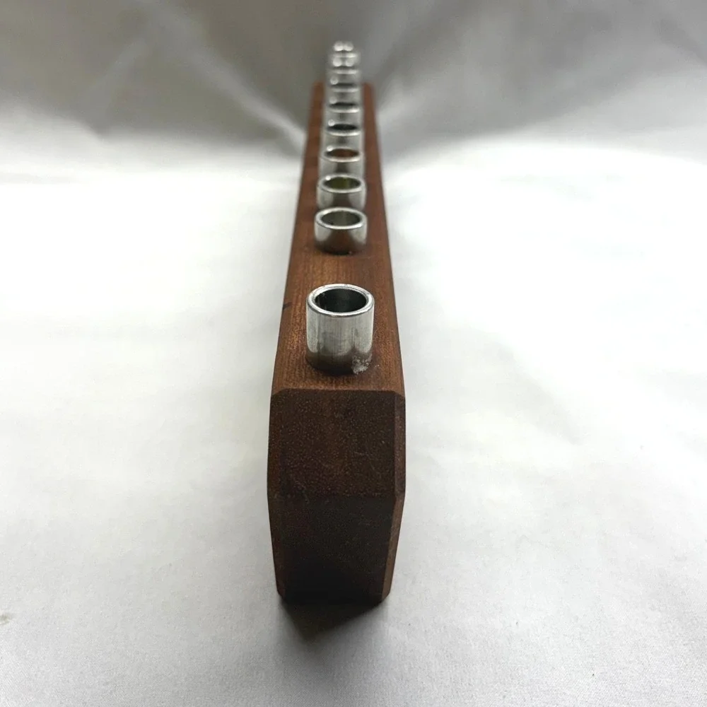 Unbranded Menorah Unisex OS Brown Good MCM Wood Metal Hanukkah Judaica